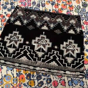 Express Sequin Aztec Printed Mini Skirt